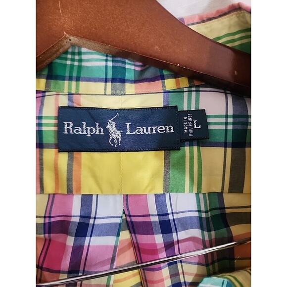Vintage‎ Ralph Lauren Men’s Longsleeve Button-up Shirt L Colorful Houndstooth - Picture 2 of 3